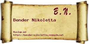 Bender Nikoletta névjegykártya